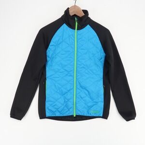 MARMOT Quilted Hybrid‎ Jacket Womens Small Black Blue Full Zip Hiking Outdoor